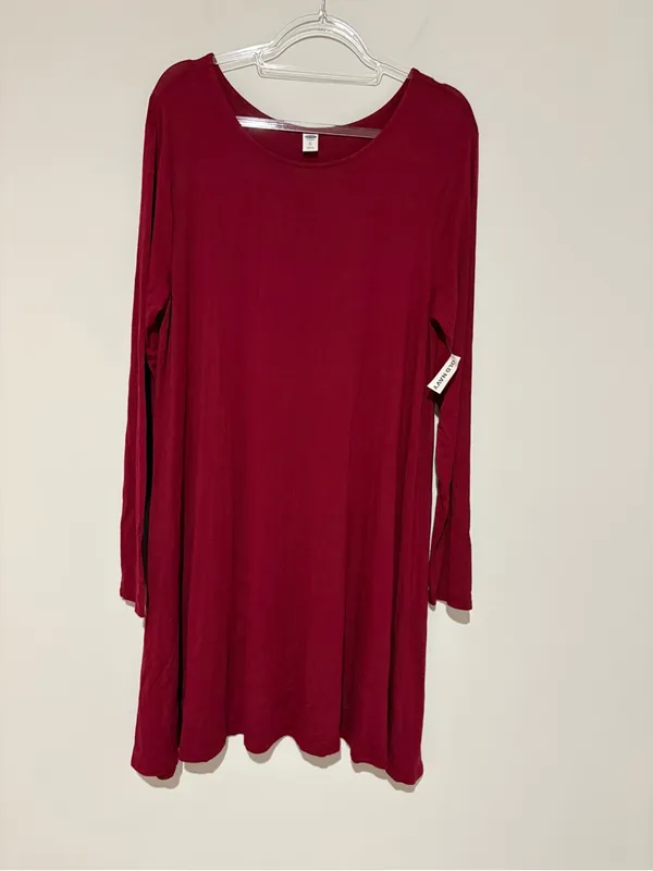 Old Navy Long Sleeve knit swing dress‎ gosh garnet red size XL - Image 2