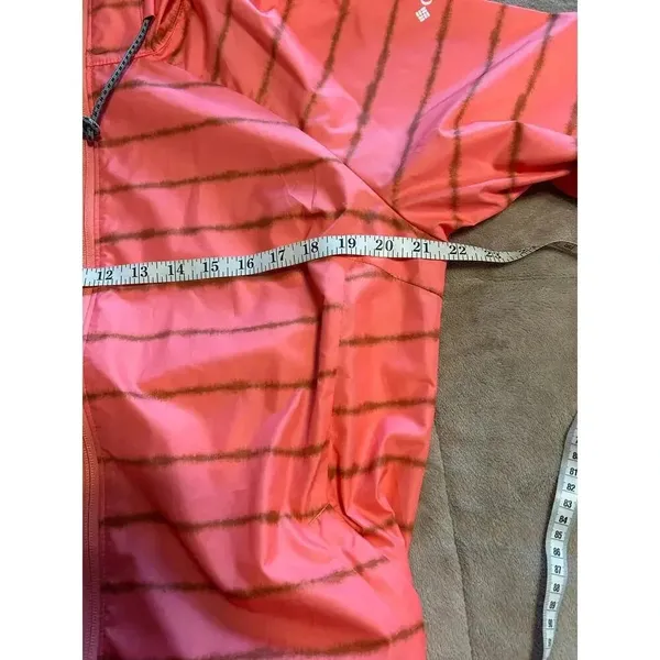 Columbia Full Zip Hooded Windbreaker Women's Size Large Striped Jacket Pink - Image 8