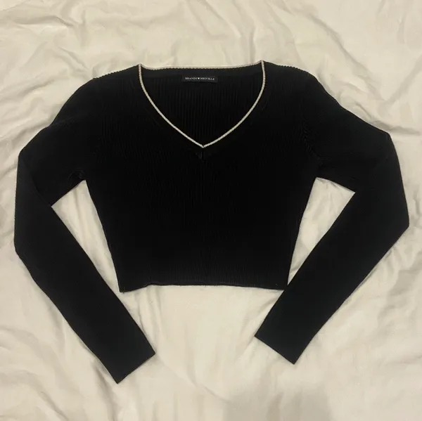 Brandy Melville milena black v neck sweater - Image 2