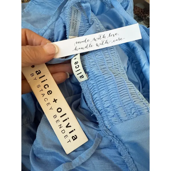 NWT Alice + Olivia Jayda ruffled Lyocell-blend voile maxi dress Blue‎ Sz 2 $495 - Image 9