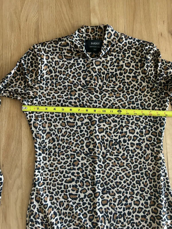 Bardot High Neck Long Sleeve Leopard print animal Dress mobwife xl - Image 7