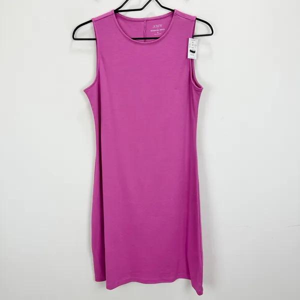 J.Crew Essential Knit Tank Dress Minimalist Casual Sleeveless Cotton Pink S NWT - Image 4