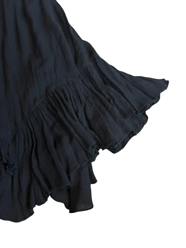 Free People One Black Lace Boho Mini Dress Ruffle Hem Sweetheart Small Women's - Image 6