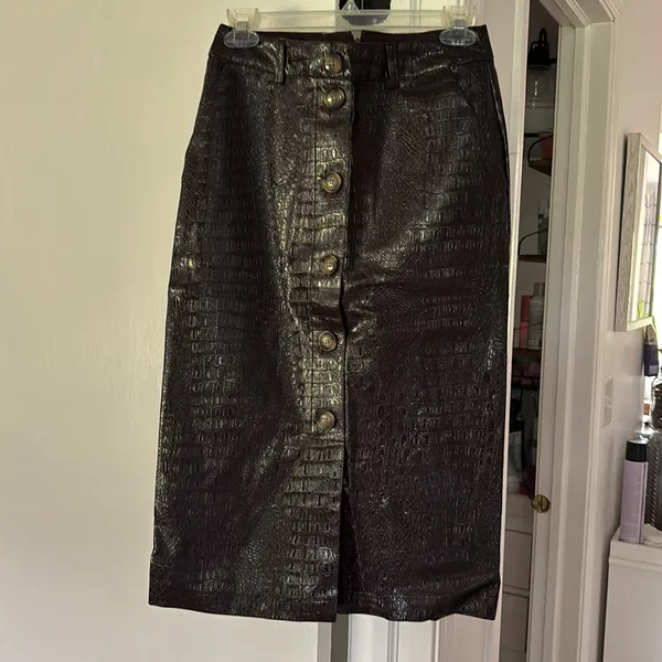 Rachel Comey x Target Croc Embossed Faux Leather Midi Skirt 0 - Image 4