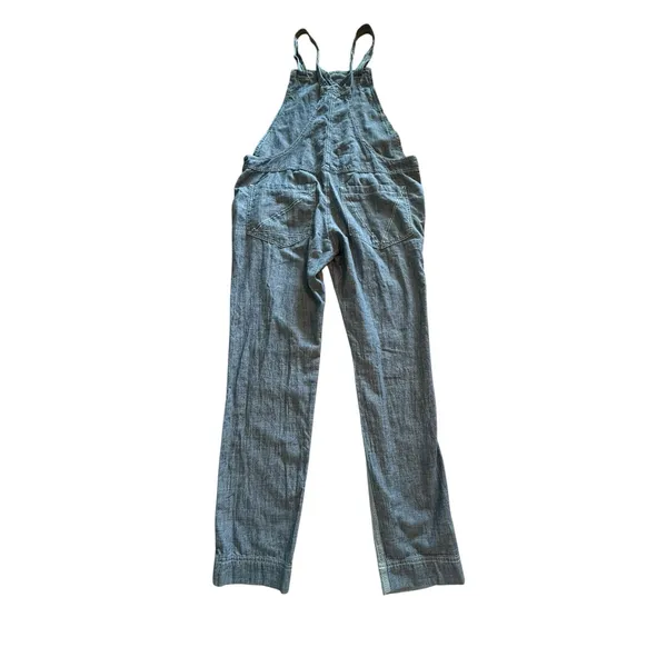 Zadig & Voltaire Sidney Patch Denim Overalls Size Small Blue Chambray Stripe - Image 6