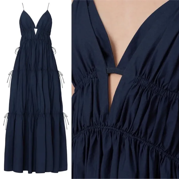 Jonathan Simkhai April Parachute Maxi Dress in Navy Blue - Image 3