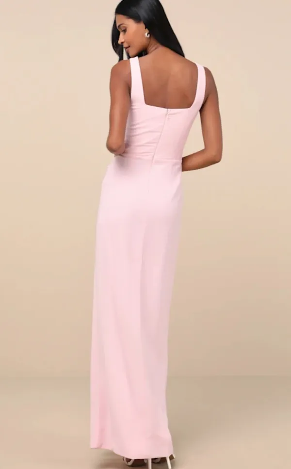 Lulus Glamorous Disposition Light Pink Ruched Maxi Dress - Image 3