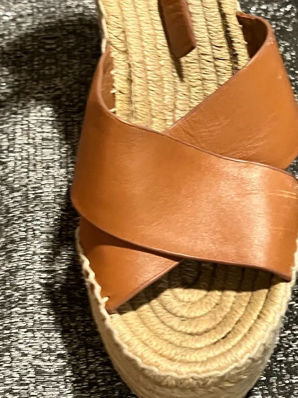 Womens 8M Tory Burch Selby wedge espadrille sandal brown/jute-wrapped platform - Image 7