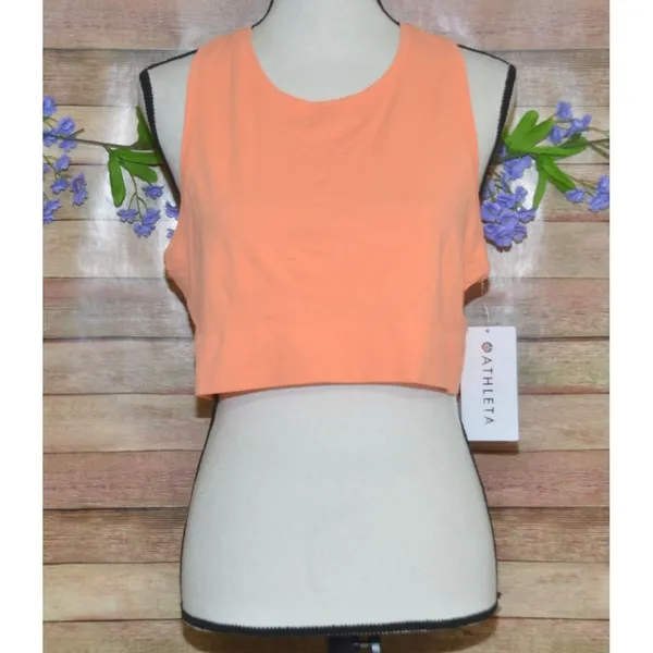 NWT Athleta Momentum 2.0 Seamless Tank Cropped XL Peach Wicking UV Protection - Image 2