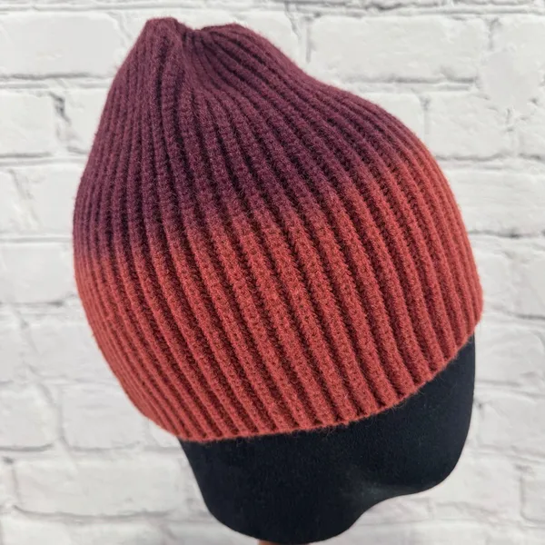 Britt's Knits Double Dip Beanie Rust One Size Hat Ski Cap Red - Image 4