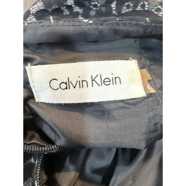 Calvin Klein Women Black Floral Lace Sleeveless Sheath Dress 6 Cocktail LBD‎ - Image 4