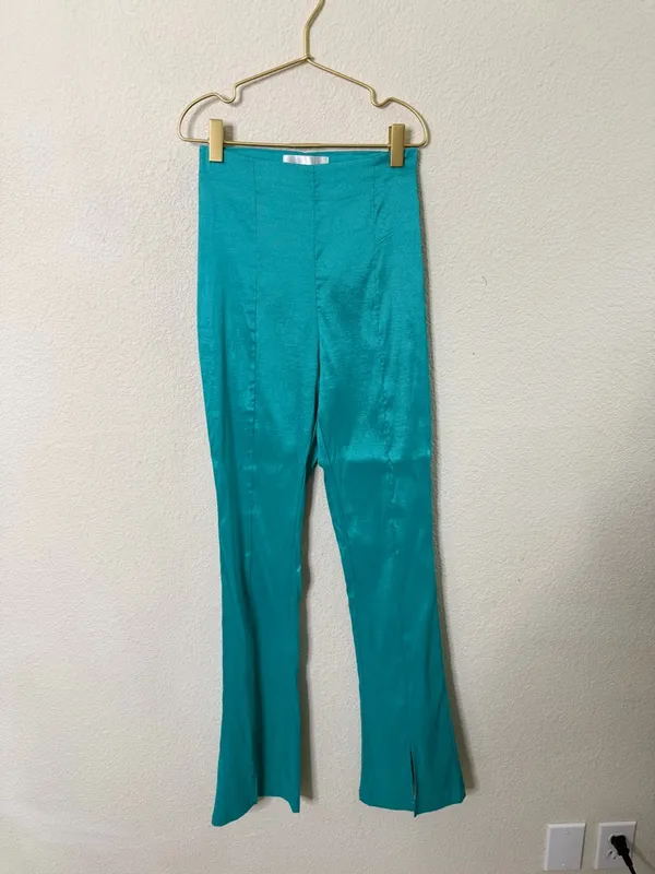 Hosbjerg x Free People Elora Split Hem Pants In Turquoise Womens Size‎ XS - Image 2