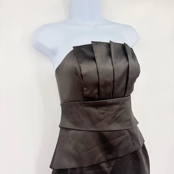 White House Black Market Strapless Satin Dress Sz 0 Y2K HOCO Tiered Cocktail - Image 9