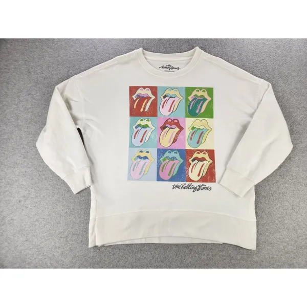 Rolling Stones Womens Vintage Logo Sweatshirt Pullover Shirt SZ Oversized Medium - Image 2