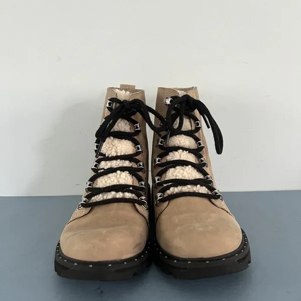 Sorel Lennox Shearling Cozy Canoe Tan Suede‎ Lace Up Lug Sole Boots - Image 2
