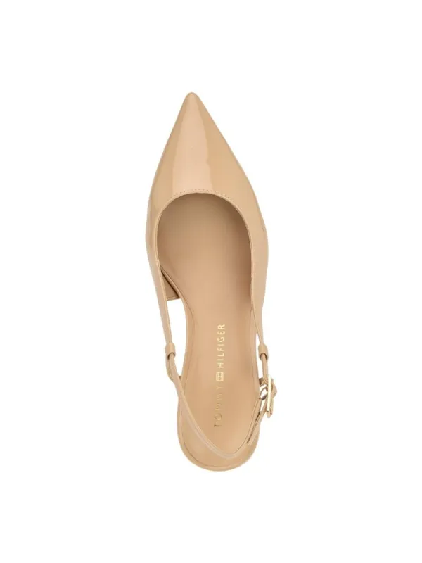 Tommy Hilfiger Cerizza Patent Faux Leather Slingback Pumps Ivory Brown 9.5M - Image 15