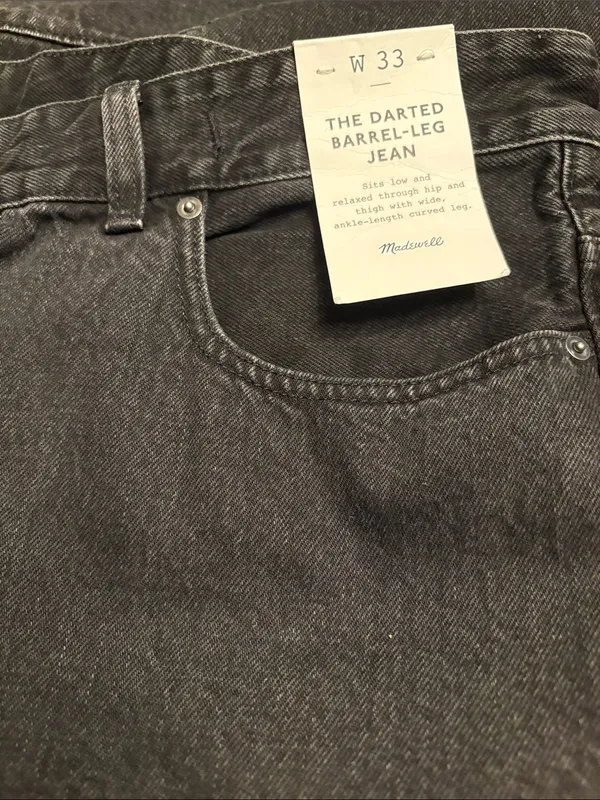 Madewell The Darted Barrel-Leg Jean button fly washed black NW235 Size 33 NWT - Image 12