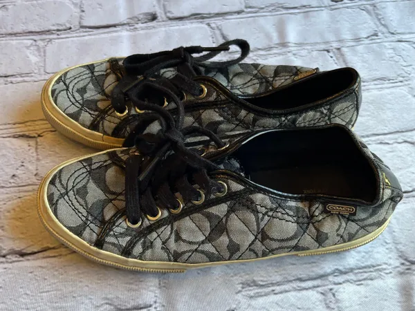Coach Kalyn Low Top Logo Canvas Sneakers Shoes Womens 5.5 Black - Image 3