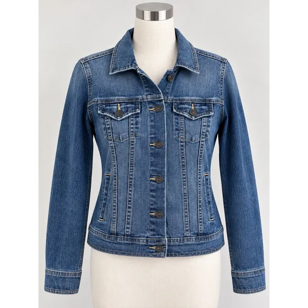 Old Navy Women's Denim Jacket Medium Wash Stretch Denim Trucker Cowgirl Blue Size Small - Image 2