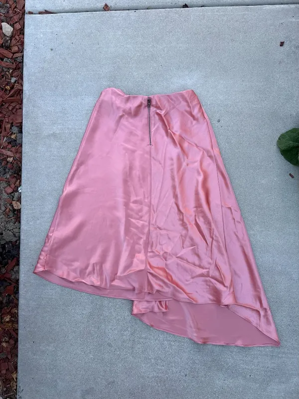 Alice + Olivia Pink Satin Asymmetrical Evening Formal Skirt Coquette Women's 4 - Image 4