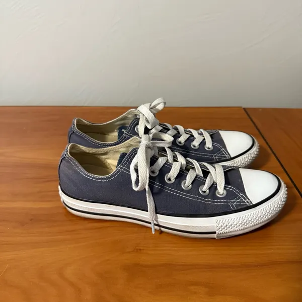 Converse Chuck Taylor All Star Low Top Canvas Sneaker Blue Grey Navy‎ Lace Up W7 - Image 3