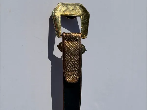 Vintage Western Snakeskin Print Studded Belt Bronze Gold Boho Size M - Image 13