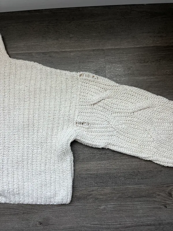Cream Knit High Neck Sweater - Image 6