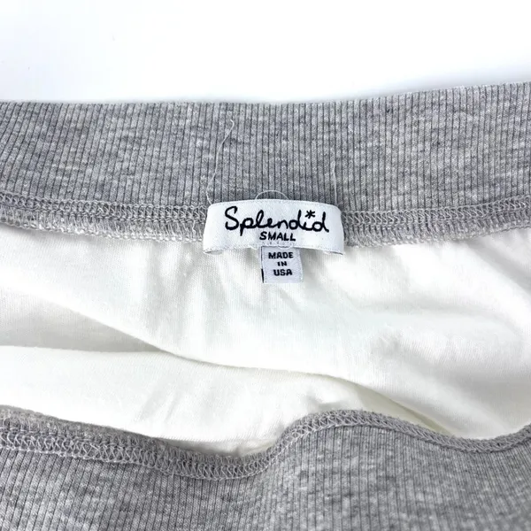 Splendid Supima Cotton White Ruched Mini‎ Skirt with Grey Waistband Size Small - Image 6