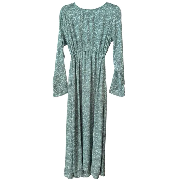 RAGA Tropical Green Floral Long Sleeve Blouson Maxi Dress Women’s Small - Image 2