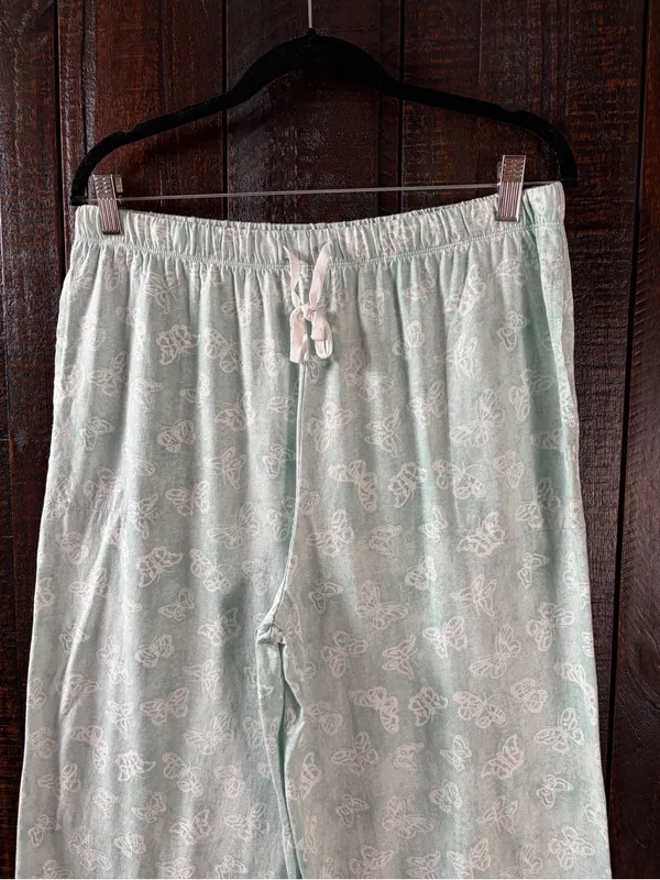 Karen Neuburger Light Turquoise Short Sleeve Pajama Set Wide Leg Capri XL - Image 7