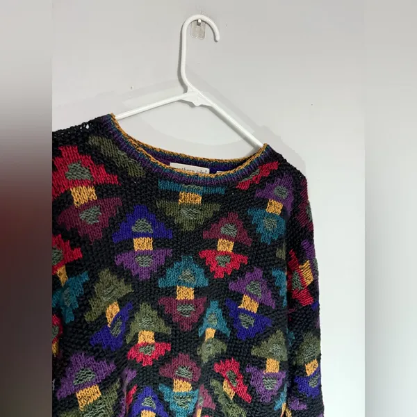 VTG NORTHERN ISLES Nordic Grandpa Sweater Funky Chunky Knit Multi Color Size XL - Image 5