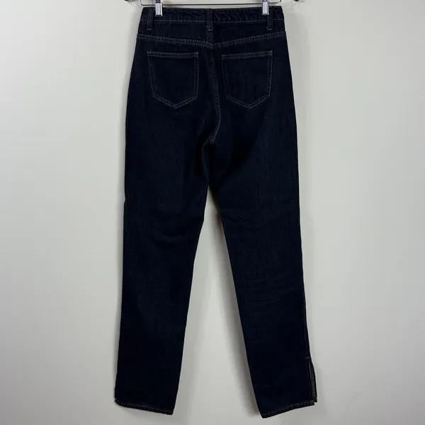 Lioness Alabama Split Hem Dark Wash Straight Leg‎ Denim Jeans Size XS - Image 9