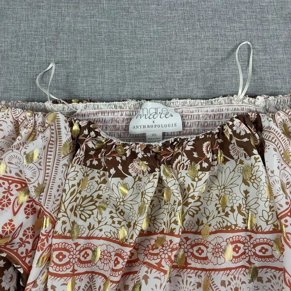 Maeve‎ Blouse Womens XS Multicolor Off The Shoulder Cropped Flared Sleeve - Image 4