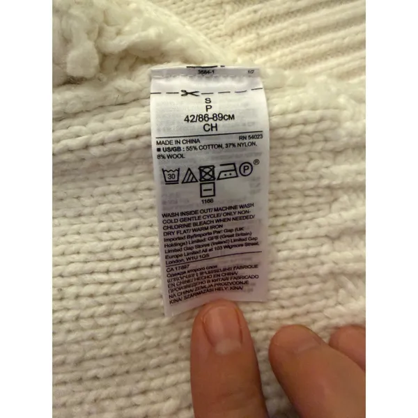 Banana Republic Snow Day Cable Knit Sweater Small Oversized Cream Cotton Wool - Image 11