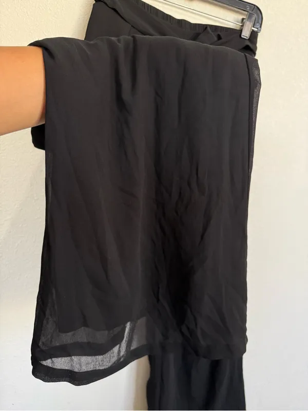 Black Chiffon Wide Leg Palazzo Pants High-Rise Tie Waist Elegant Minimalist NWT - Image 7
