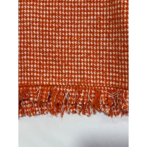 Ellison Orange Houndstooth Tweed Fringe‎ Hem Jacket Medium Shacket - Image 3