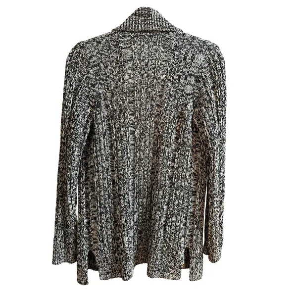Anthropologie Oversized Black‎ White Marled Cardigan XS - Image 3