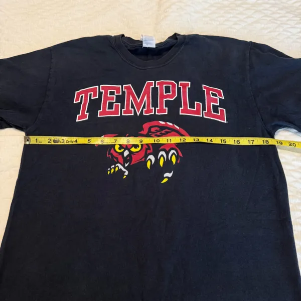 Temple Owls Black T Shirt Size Medium Cotton Gildan Flawed Collegiate - Image 5