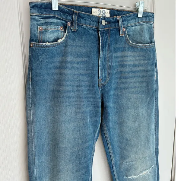 Free People Vixen Cigarette Jeans 28 Vintage Indigo Distressed High‎ Rise - Image 8