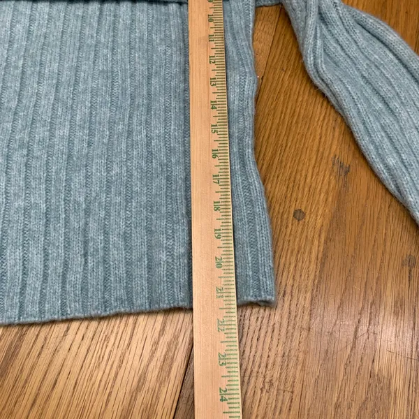 Abercrombie & Fitch Light Blue Off The Shoulder Ribbed Knit Sweater Womens Large - Image 3