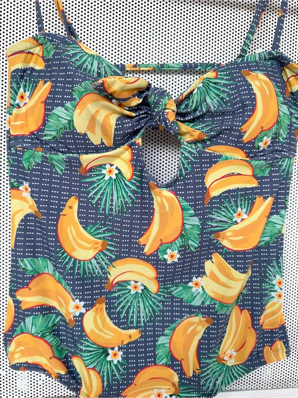 Rip Curl Navy Banana-Print One-Piece with Front Tie - Image 4