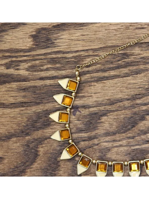 NWT Ella Geometric Pendant Dangly Earring Necklace Set Gold / Brown 18" + 3" - Image 3