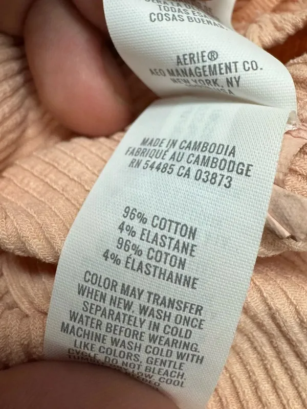 NEW Aerie Ribbed Open Back T-Shirt Peach Women’s XL - Image 5