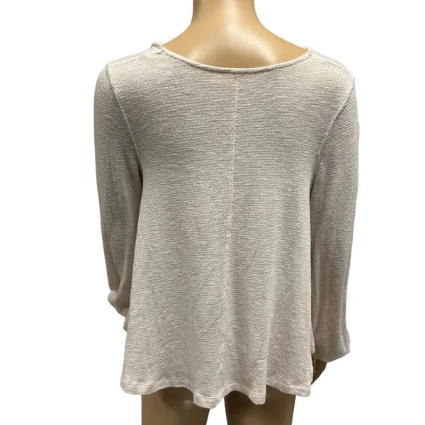 Free People Cream Gold Sparkle Scoop Neck Lightweight Knit Long Sleeve XS - Image 8