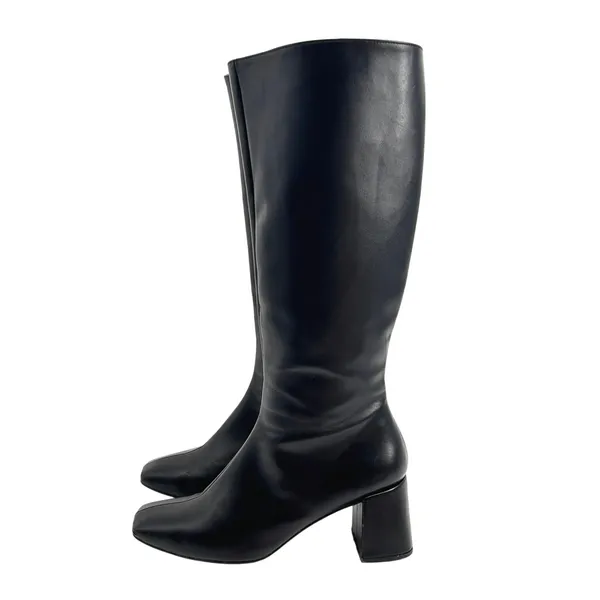 SVEGAN Knee High Boots Women's Black Vegan Leather Block Heel Made‎ in Spain 9.5 - Image 3