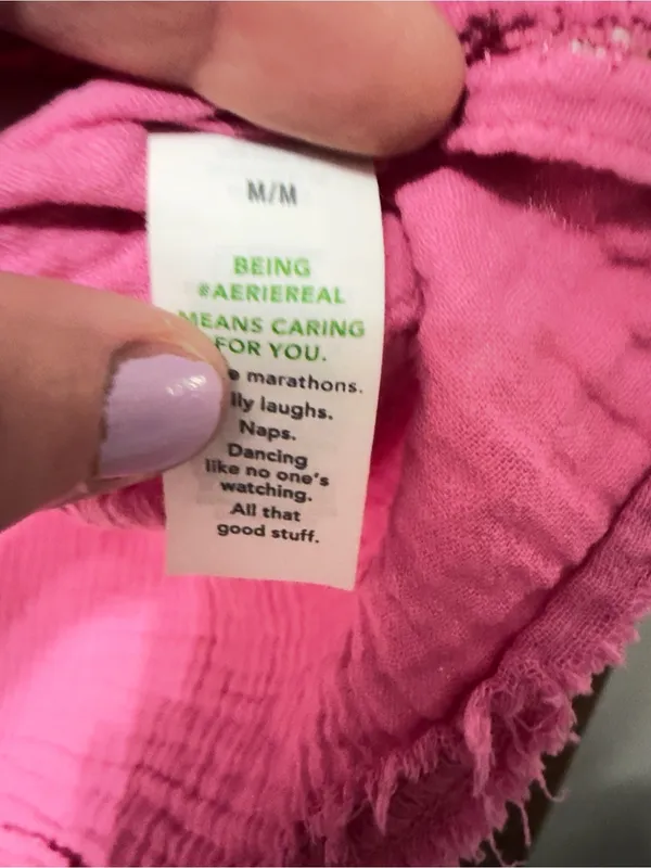 Aerie Pool-To-Party Cropped Shirt Pink Gauze Top Size Medium - Image 12