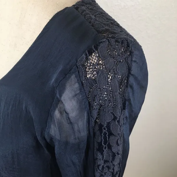 NWT Carla Conti navy silk & lace dress XS‎ - Image 6