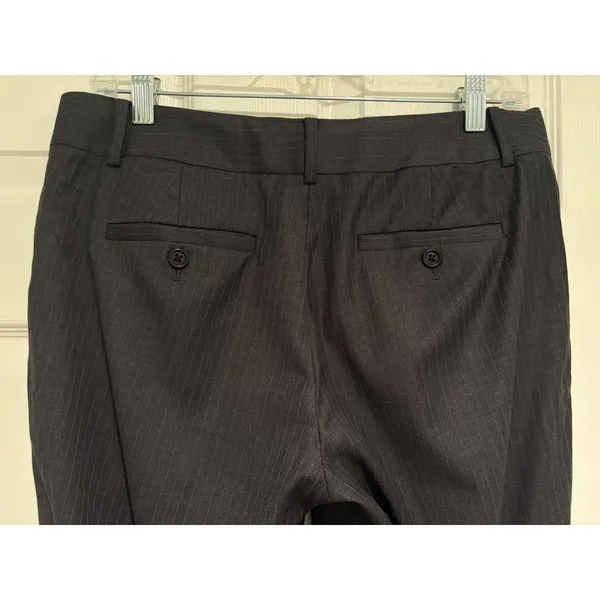 J.Crew Womens 6T City Fit Pinstripe Wool Dress Pants Charcoal Grey Wide Leg Tall - Image 3