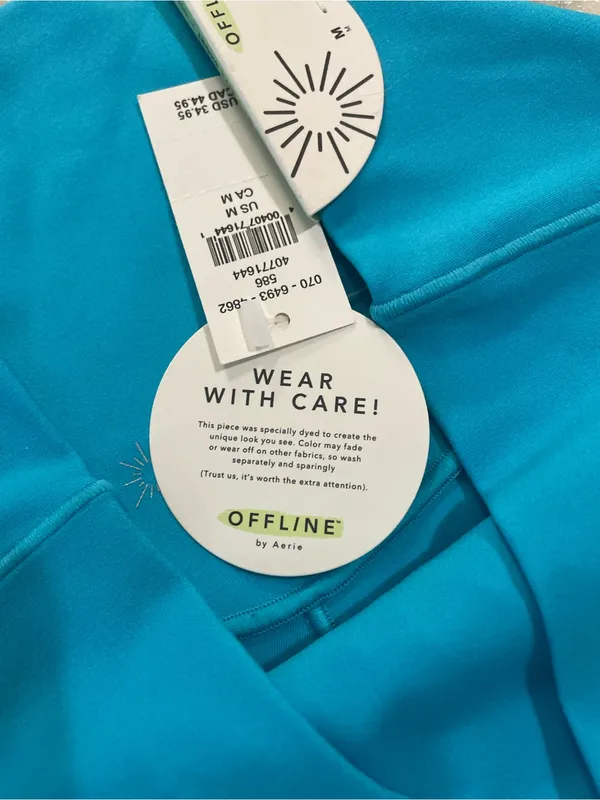 OFFLINE By Aerie Real Me Crossover High Waisted 7” Bike Short Blue Medium - Image 5