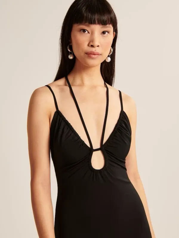 Abercrombie Strappy Cutout Knit Mini Dress Light Orange - Image 6